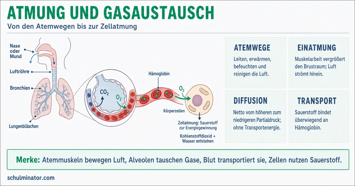 Atmung: Luftweg, Gasaustausch und Transport