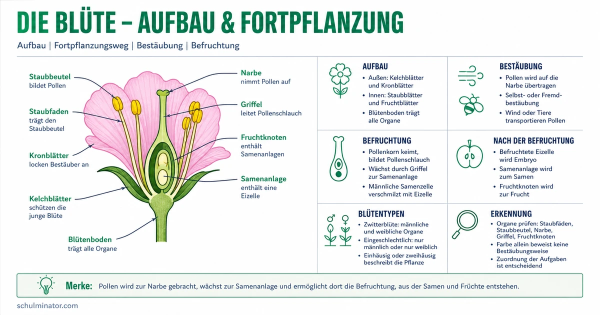 Blüte: Aufbau, Bestäubung und Befruchtung