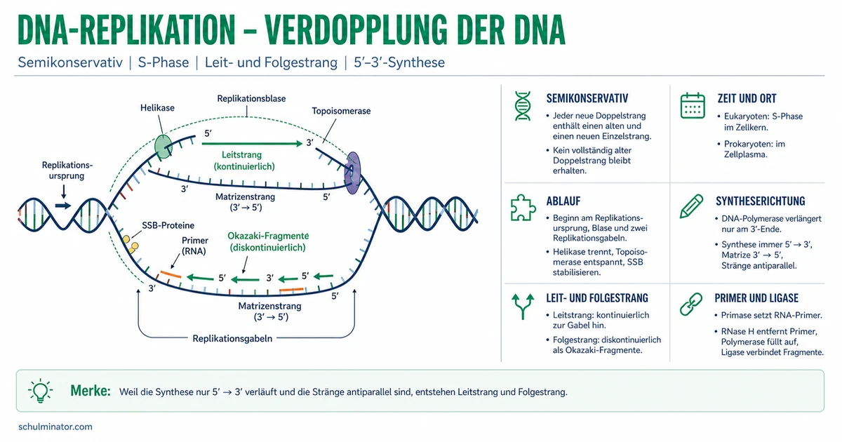 DNA-Replikation: Ablauf, Enzyme und Stränge