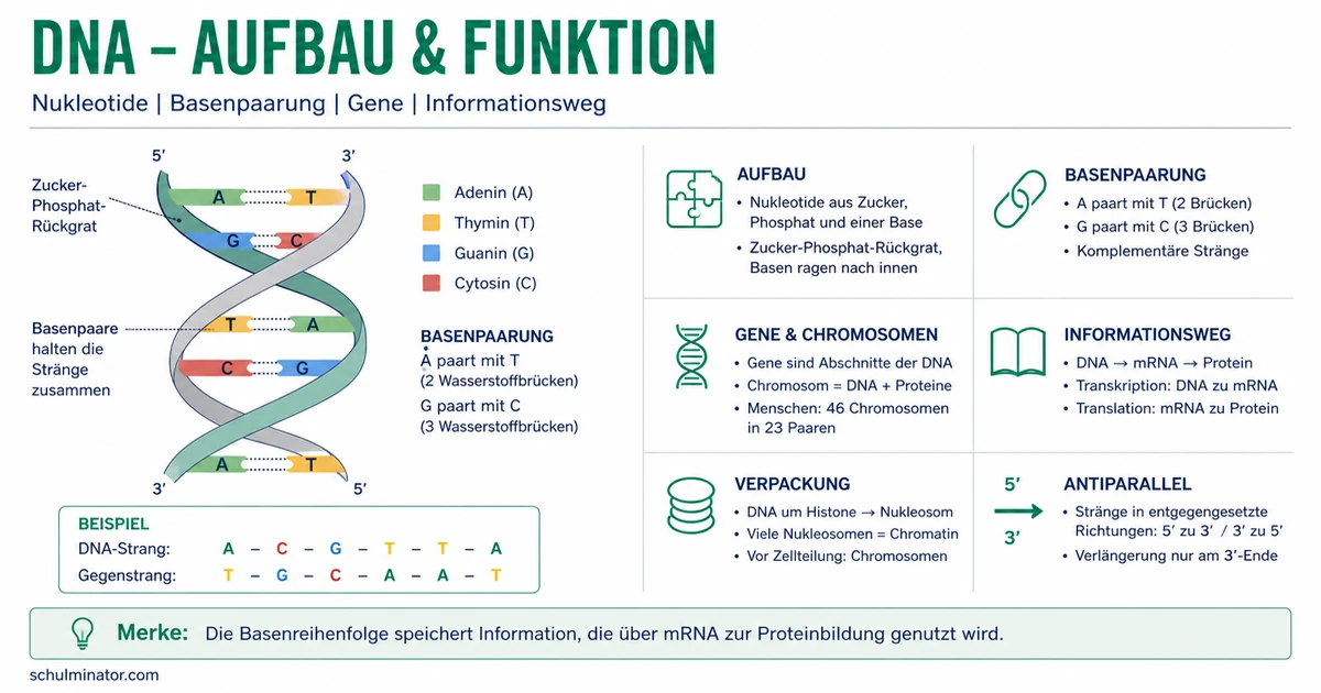DNA: Aufbau, Basenpaarung und Funktion