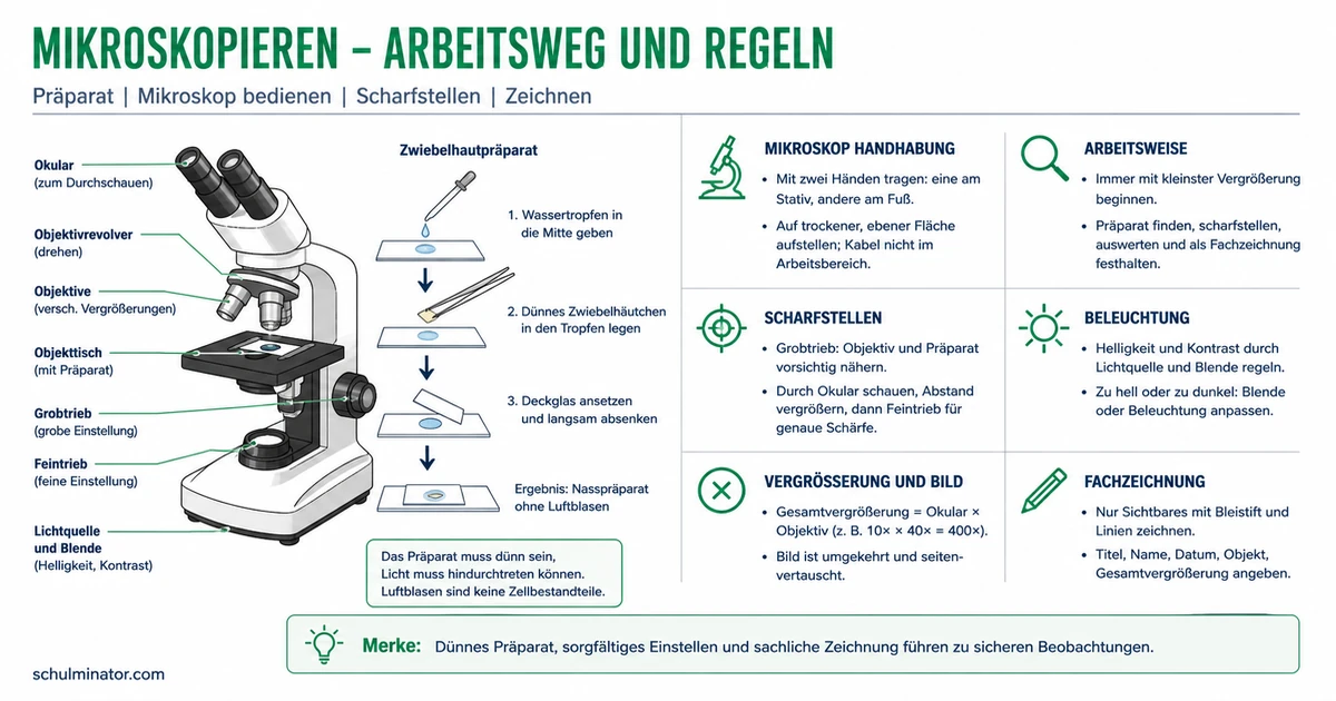 Mikroskopieren: Präparat, Schärfe und Zeichnung