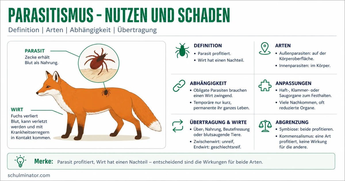 Parasitismus: Wirt, Parasit und Beispiele