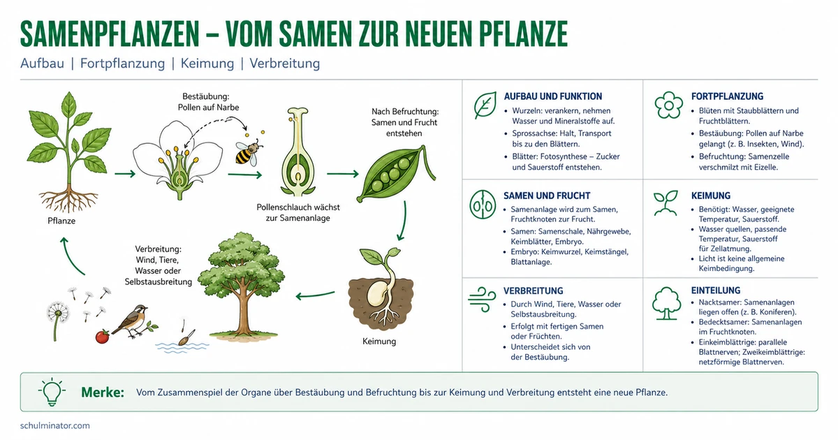 Samenpflanzen: Aufbau, Fortpflanzung und Keimung
