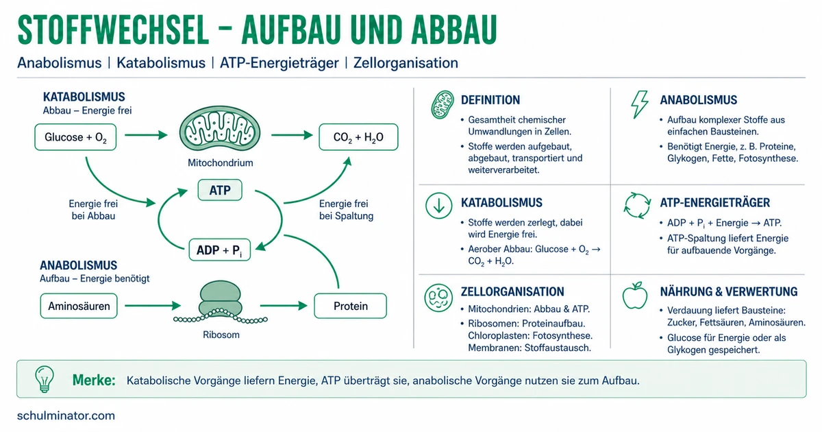 Stoffwechsel einfach erklärt: Aufbau, Abbau und ATP