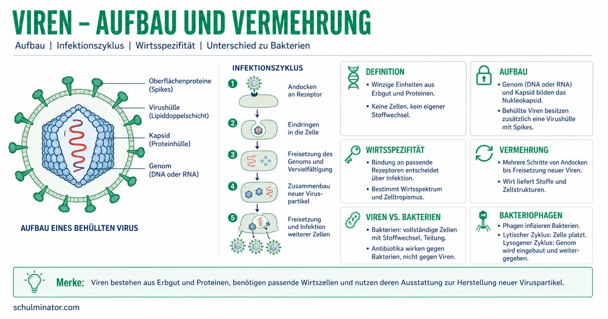 Viren: Aufbau, Vermehrung und Wirtszellen