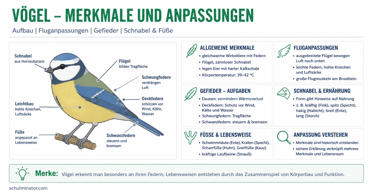 Vögel: Merkmale, Körperbau und Angepasstheiten