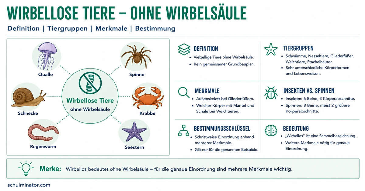 Wirbellose Tiere: Merkmale und Gruppen erkennen