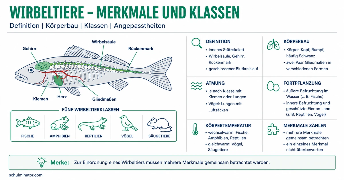 Wirbeltiere erkennen und fünf Klassen vergleichen