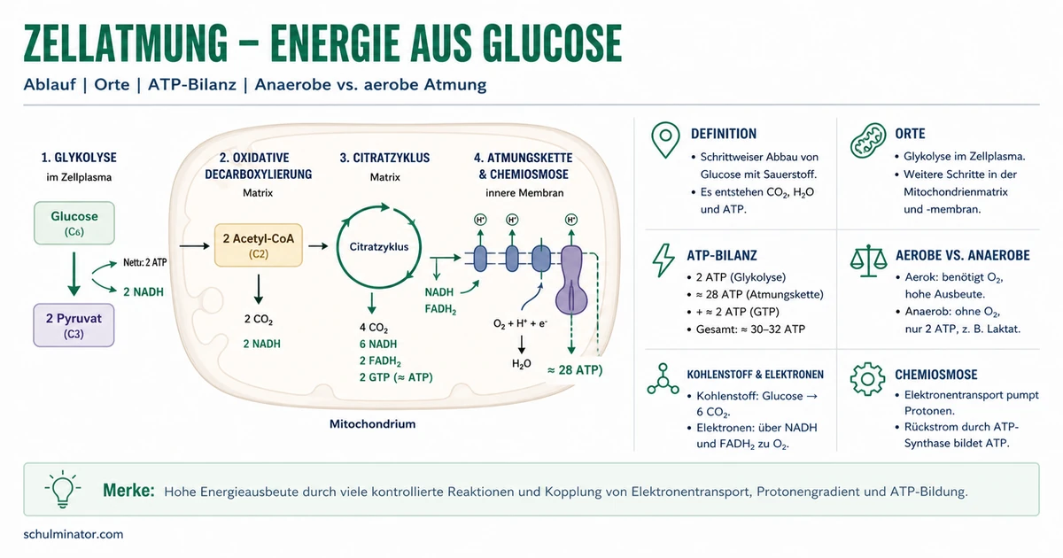 Zellatmung: Ablauf, ATP-Bildung und Bilanz