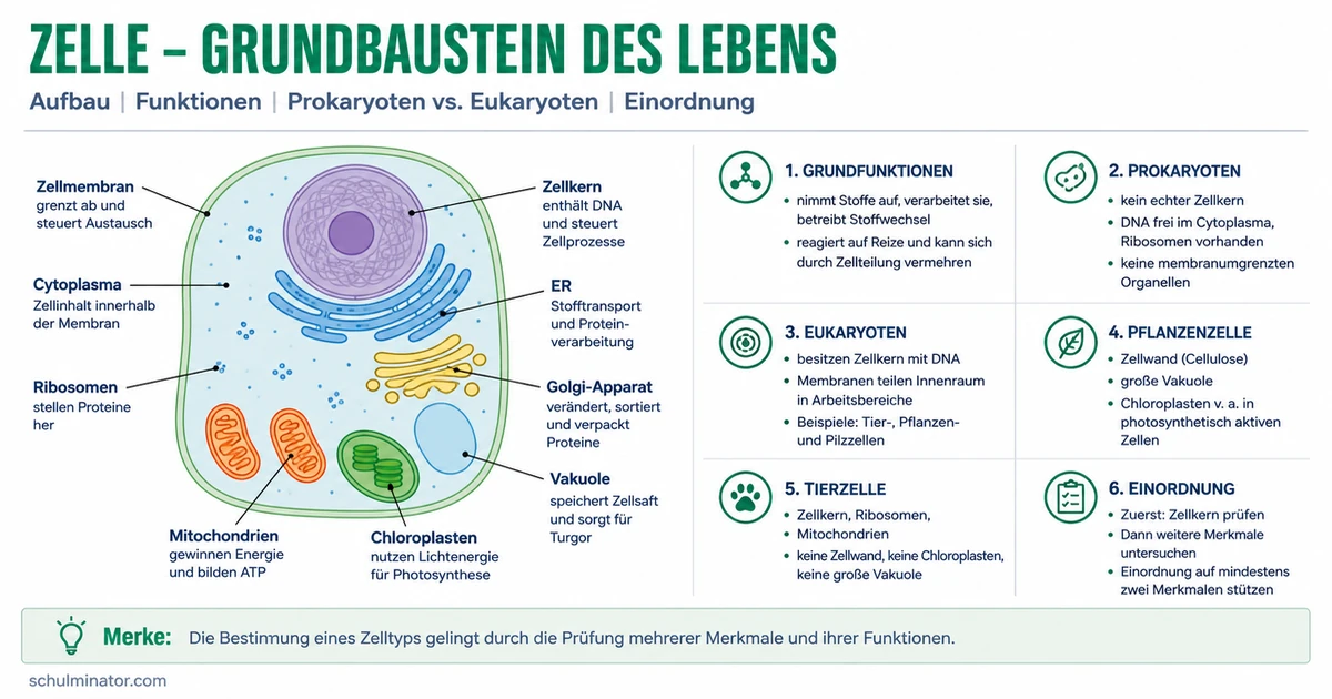 Zelle: Aufbau, Zelltypen und Organellen verstehen
