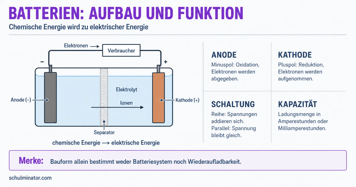 Batterie: Aufbau, Funktion und Kennwerte