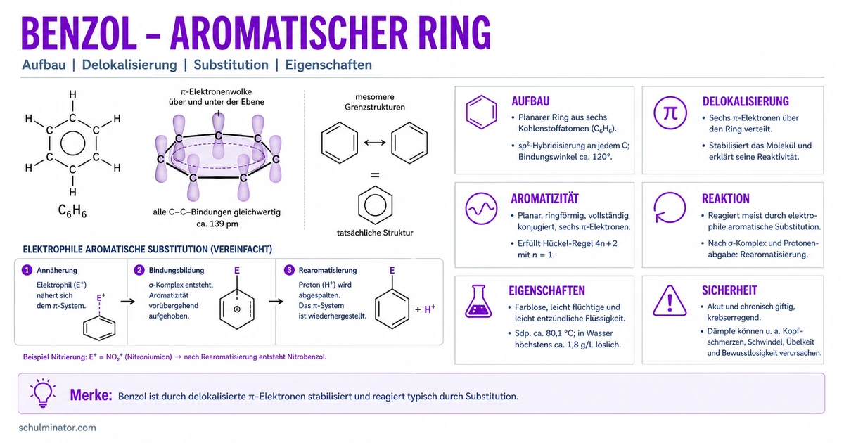Benzol: Struktur, Aromatizität und Reaktionen