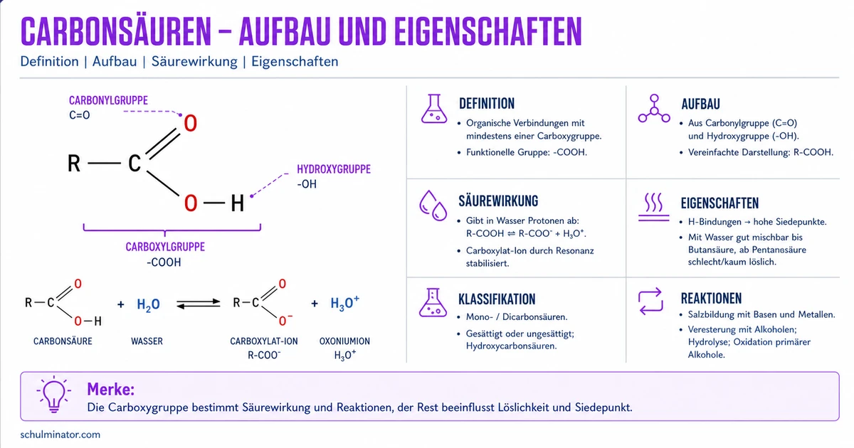 Carbonsäuren: Aufbau, Eigenschaften und Reaktionen
