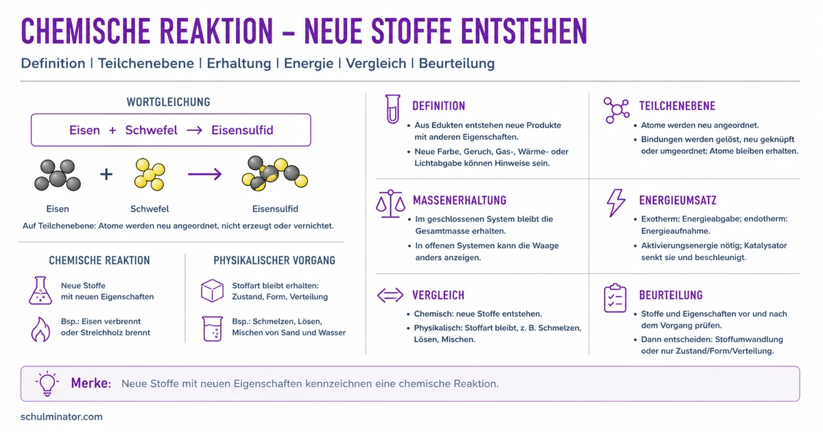 Chemische Reaktion: Merkmale einfach erklärt