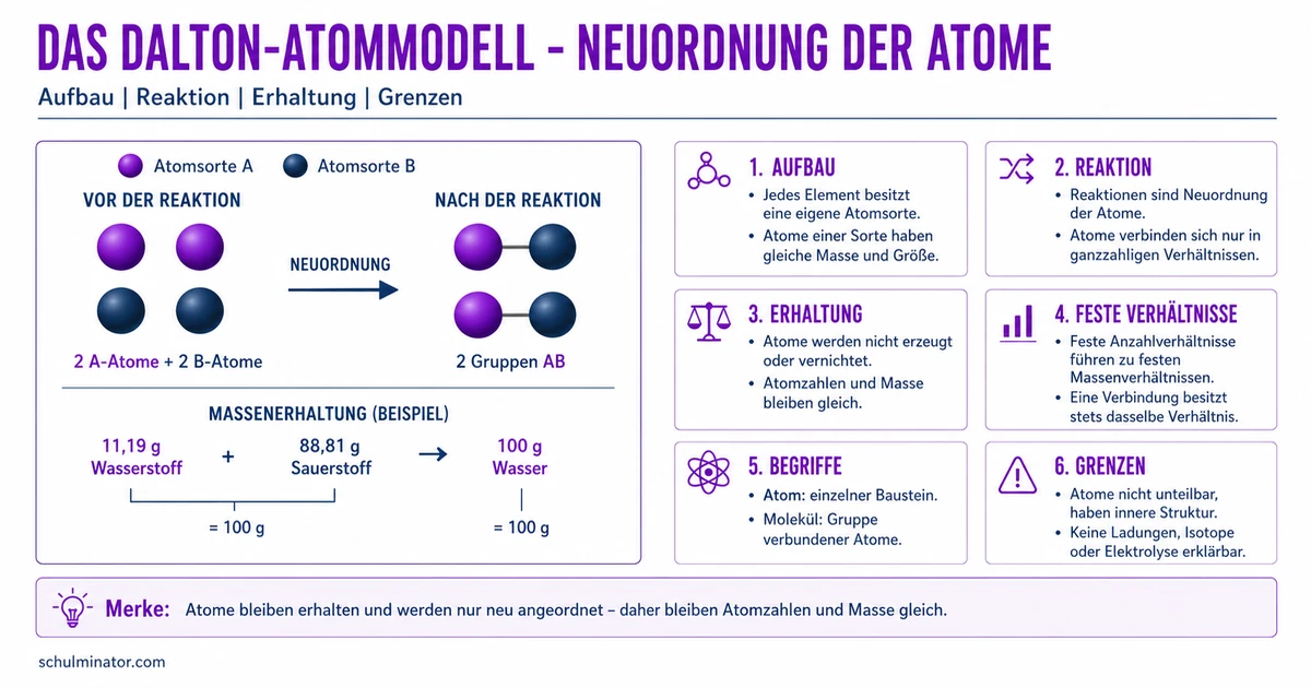 Dalton-Atommodell: Atome und Massenerhaltung