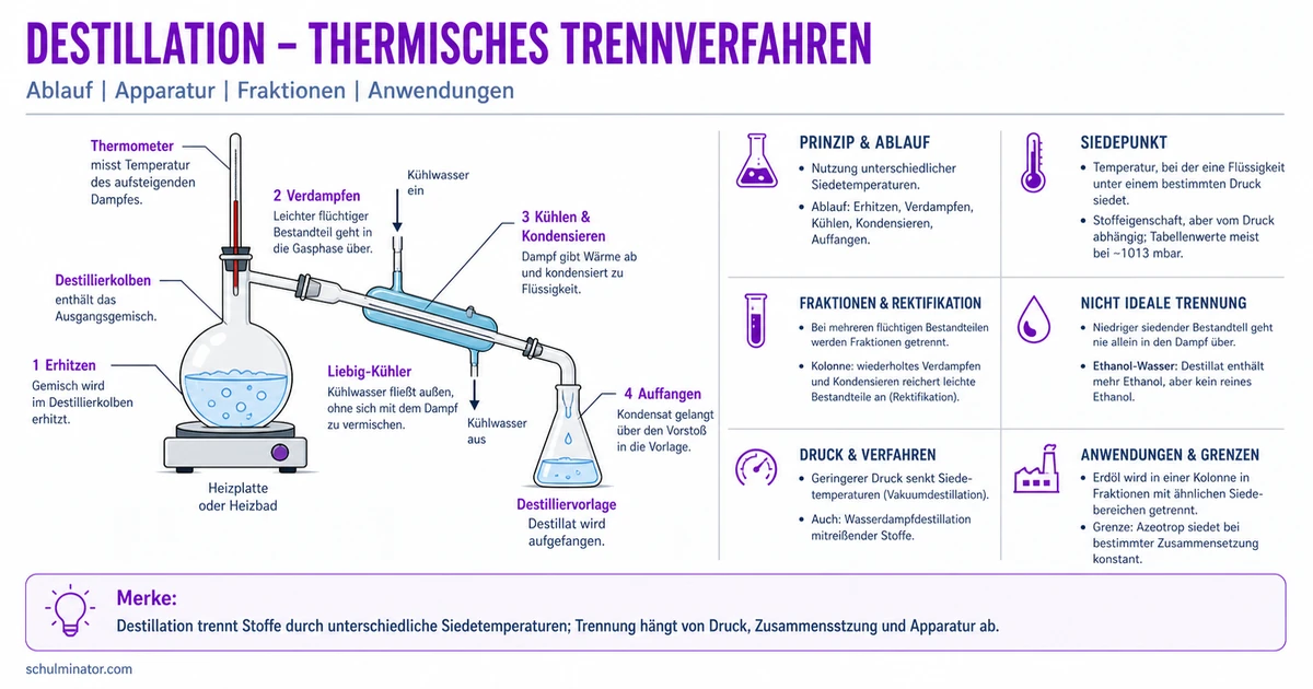 Destillation einfach erklärt: Prinzip und Grenzen