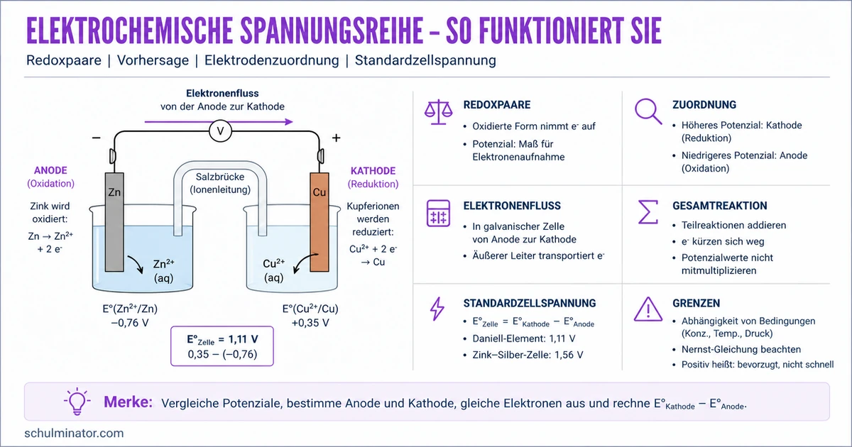 Elektrochemische Spannungsreihe einfach anwenden