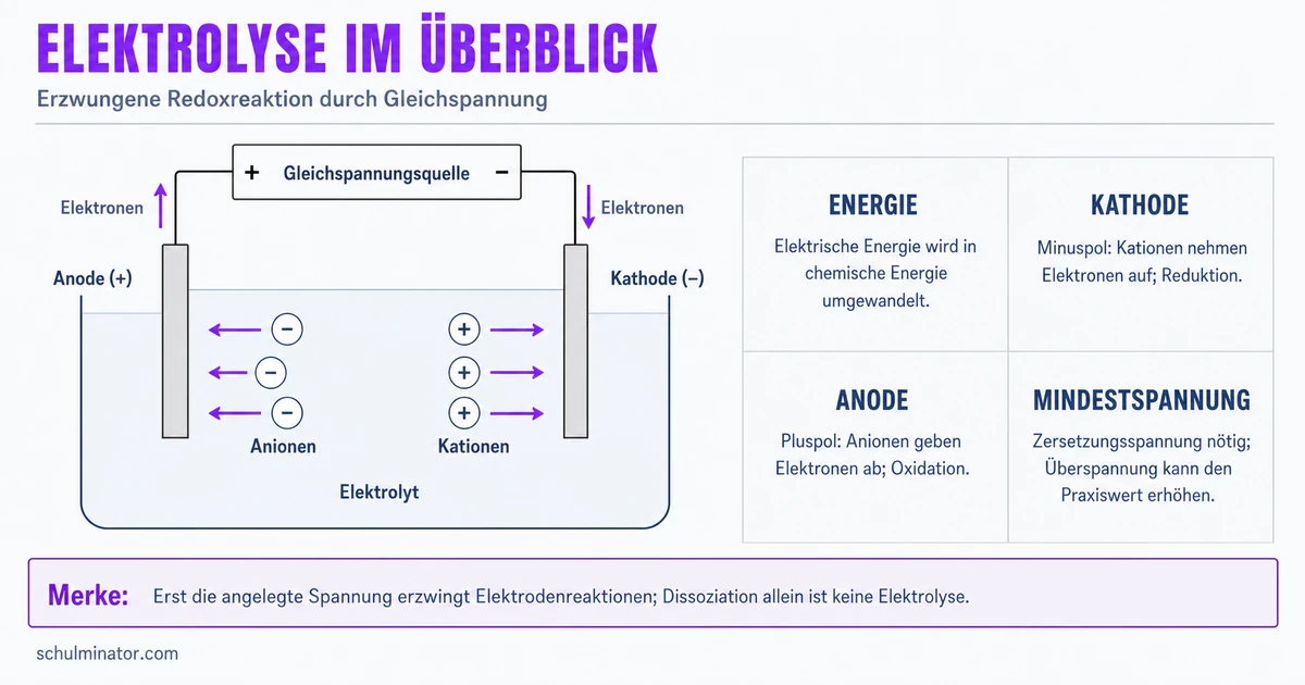 Elektrolyse: Aufbau, Reaktionen und Spannung