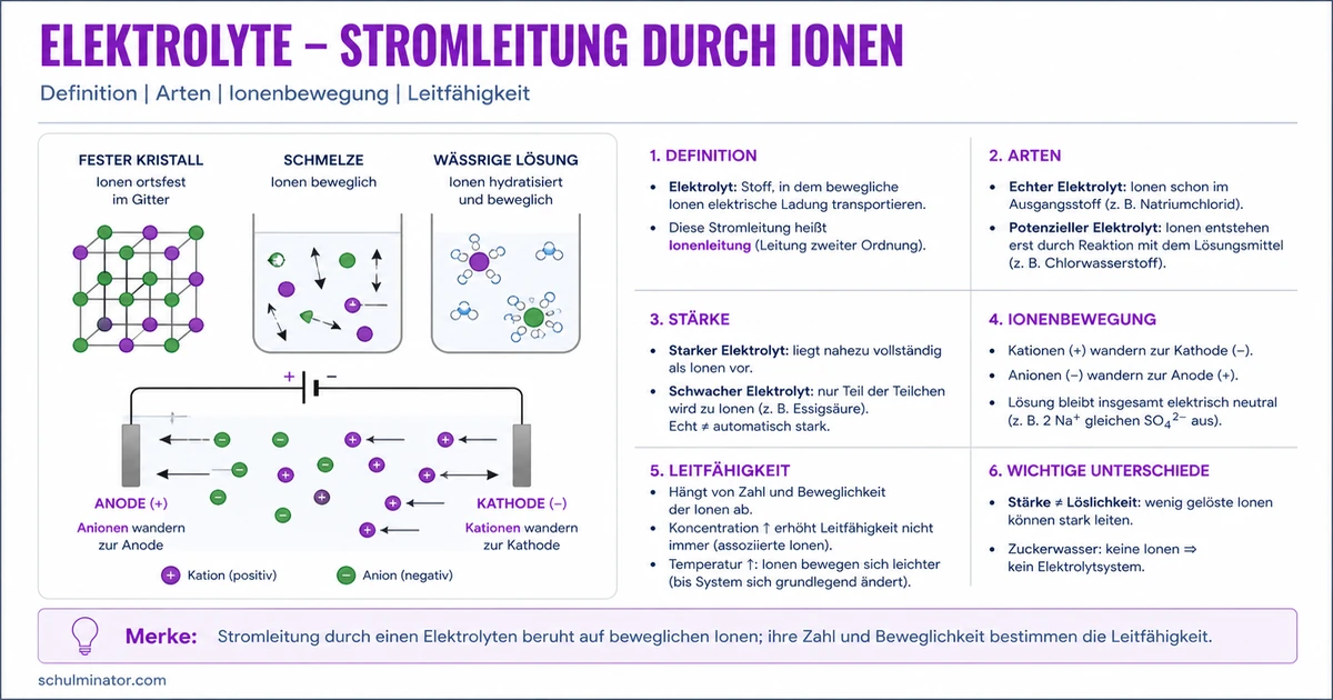 Elektrolyt: Ionenleitung einfach erklärt