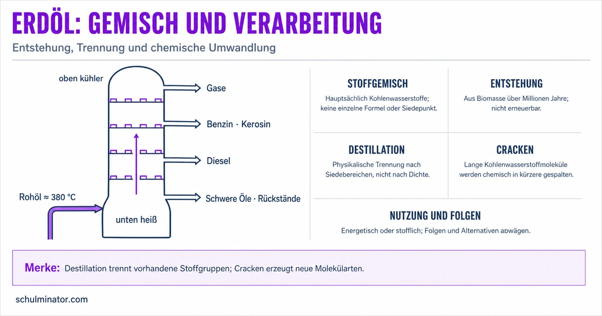 Erdöl: Entstehung, Destillation und Cracken
