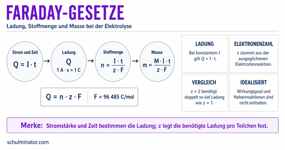 Faraday-Gesetze: Elektrolyse berechnen