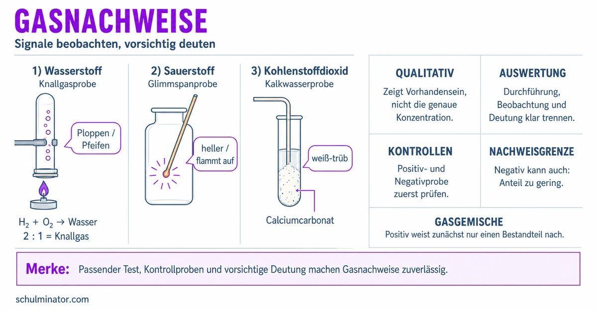 Gasnachweise: Wasserstoff, Sauerstoff und CO₂