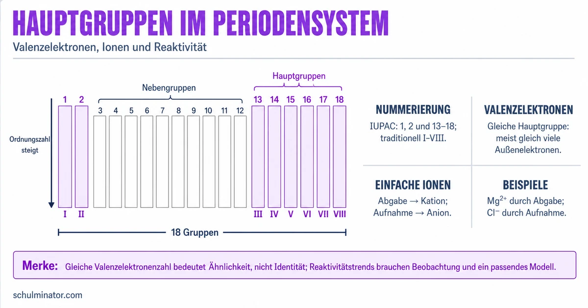 Hauptgruppen im Periodensystem einfach erklärt