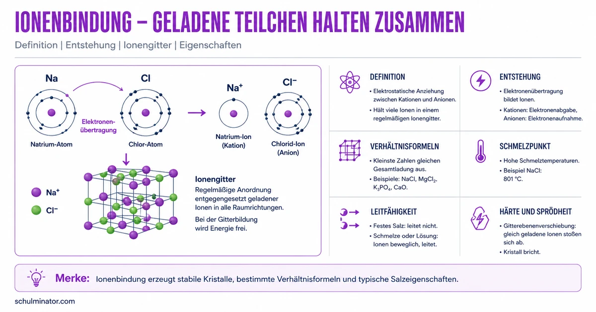 Ionenbindung: Entstehung, Eigenschaften, Formeln