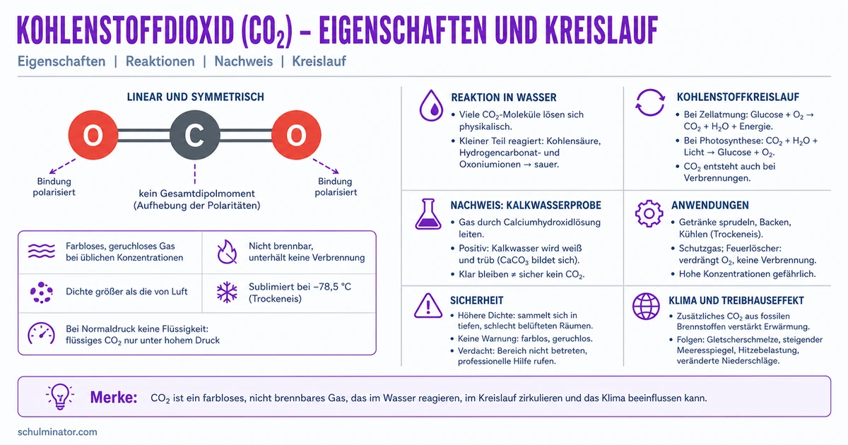 Kohlenstoffdioxid: Eigenschaften, Nachweis und Klima