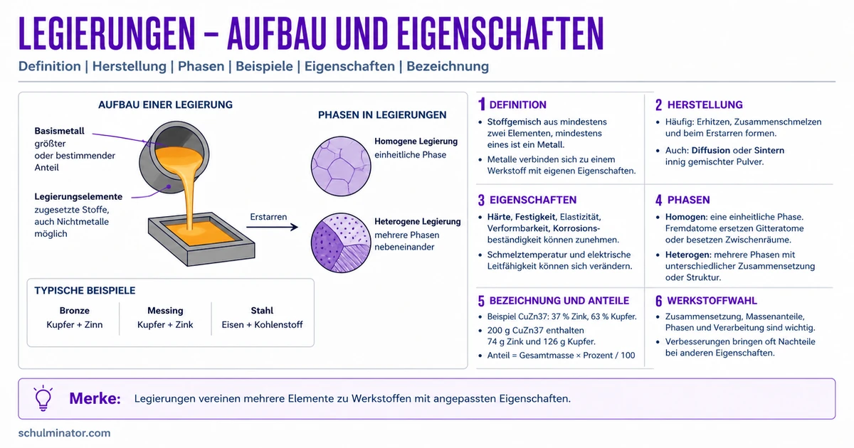 Legierungen: Aufbau, Eigenschaften und Beispiele