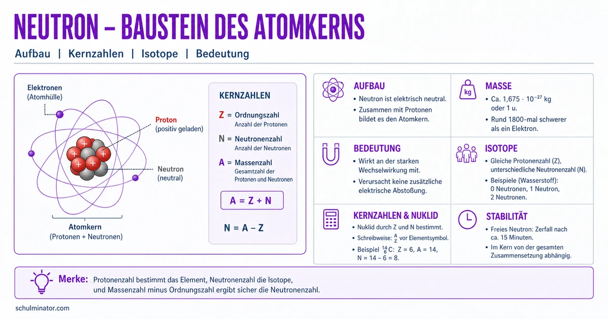 Neutron: Aufbau und Neutronenzahl einfach erklärt