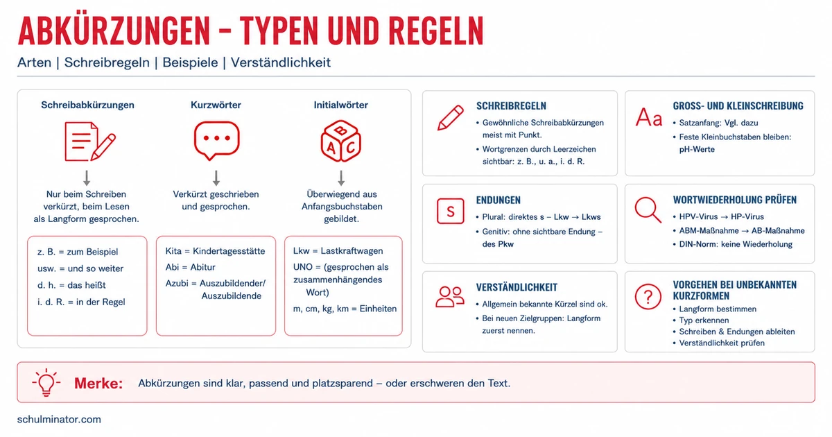 Abkürzungen im Deutschen: Regeln und Beispiele