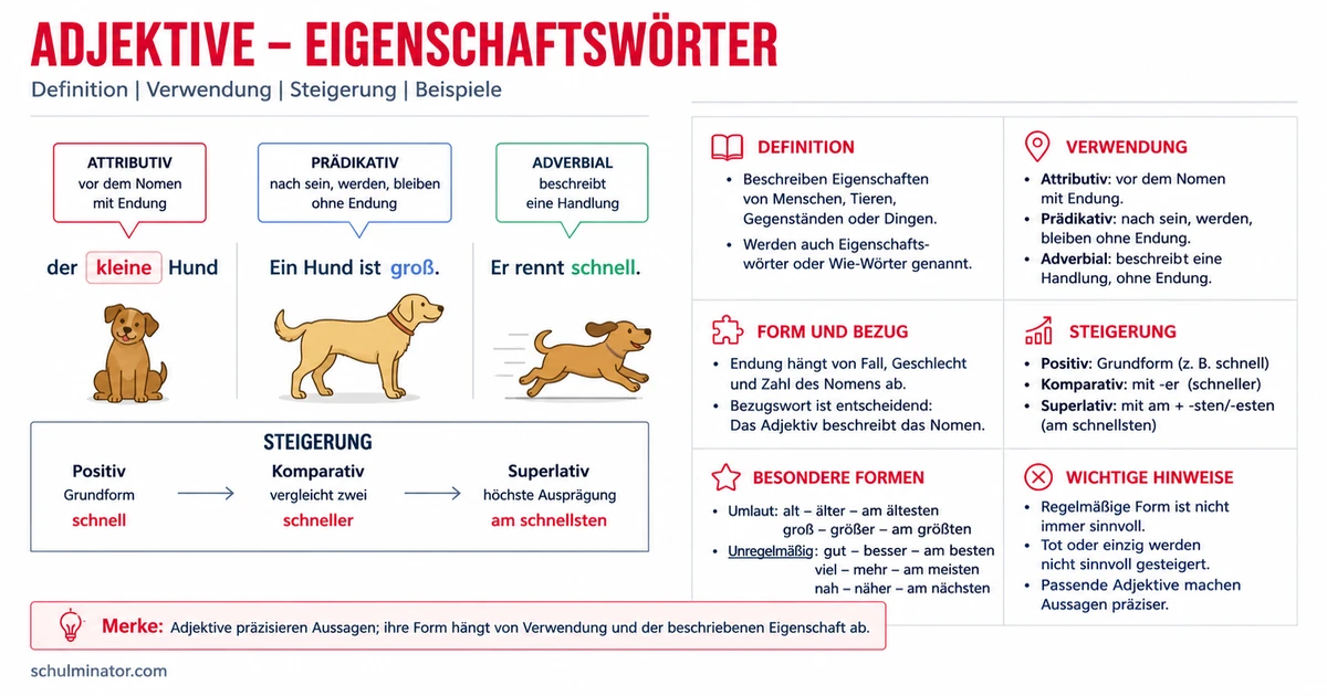 Adjektive erkennen, verwenden und steigern