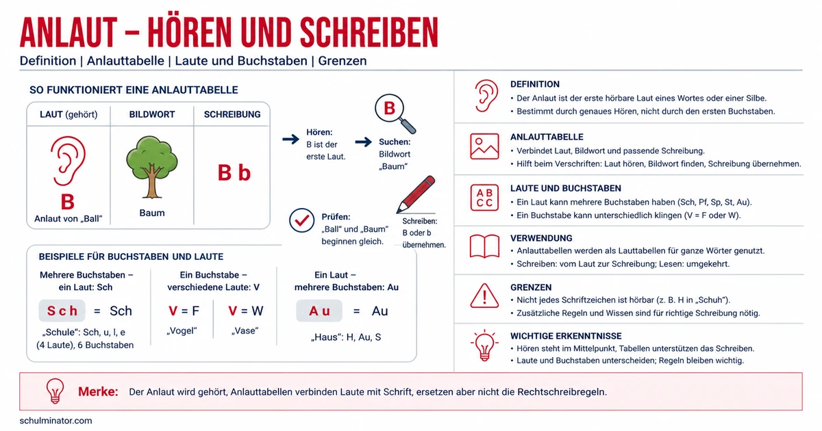 Anlaute und Anlauttabelle einfach erklärt