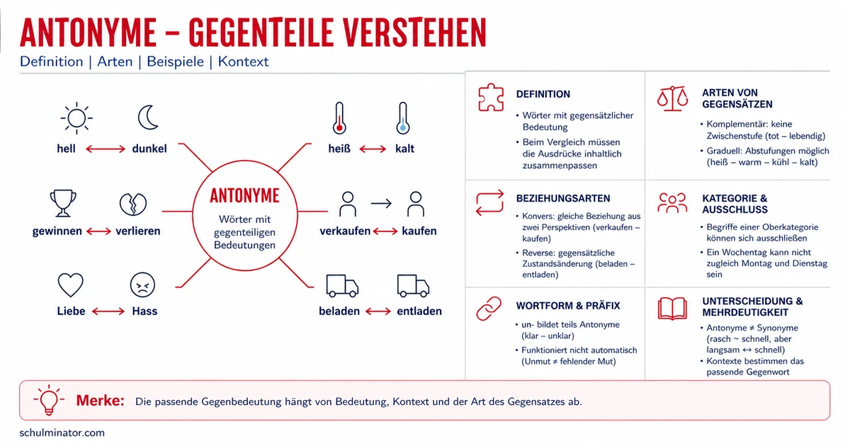 Antonym: Gegenwörter erkennen und unterscheiden