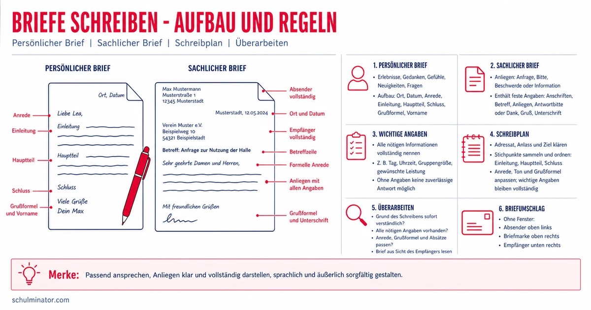 Briefe schreiben: Aufbau, Beispiele und Übungen