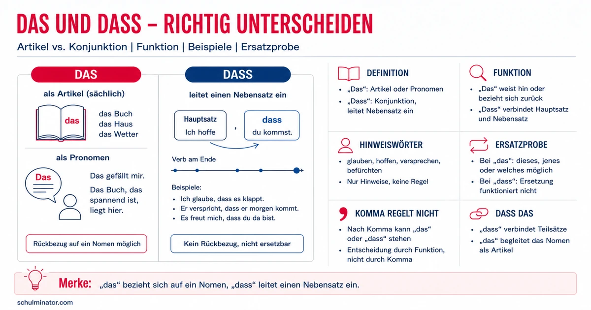 Das oder dass? Regeln, Ersatzprobe und Übungen