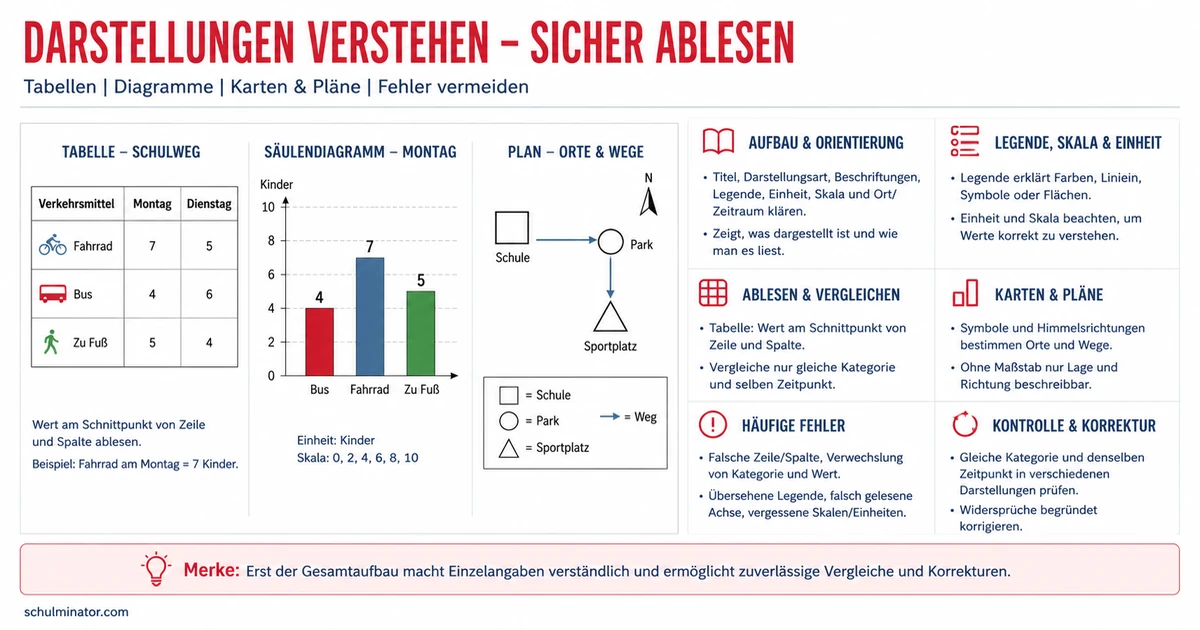 Diagramme, Tabellen, Karten und Pläne lesen
