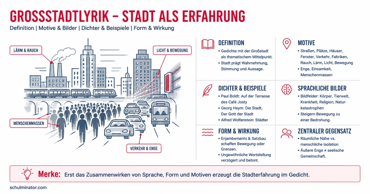 Großstadtlyrik analysieren: Themen und Bildsprache
