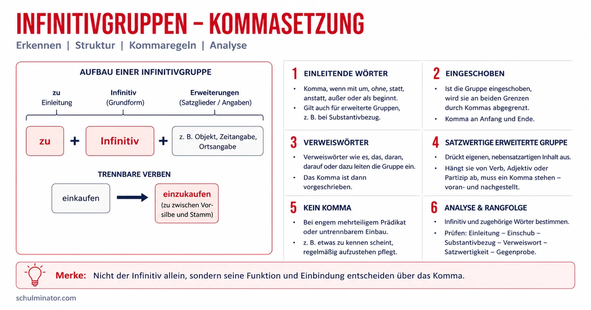 Infinitivgruppen erkennen und Kommas richtig setzen