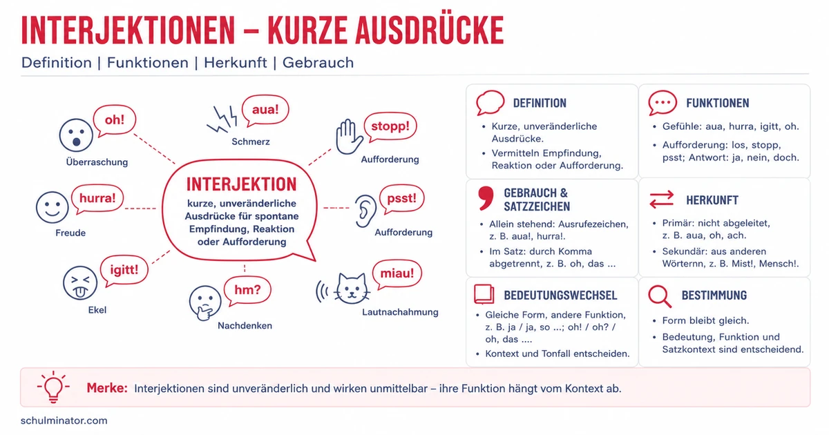 Interjektion: Bedeutung, Beispiele und Satzzeichen