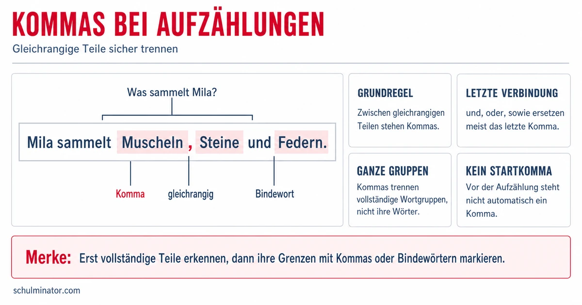 Komma bei Aufzählungen einfach erklärt