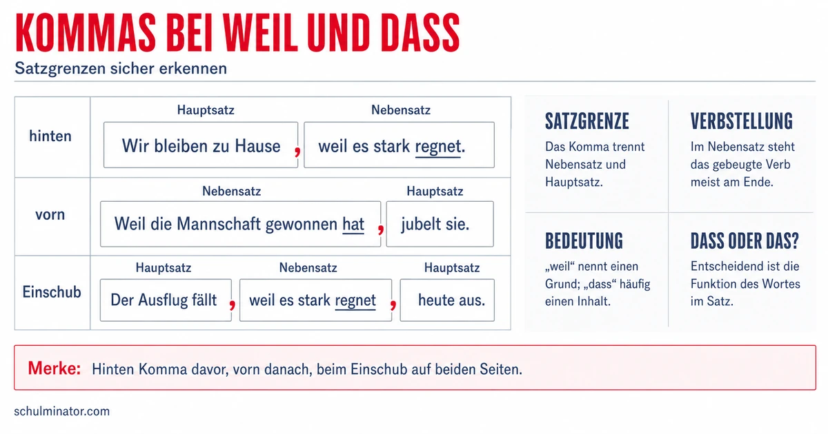 Kommasetzung bei weil und dass einfach erklärt
