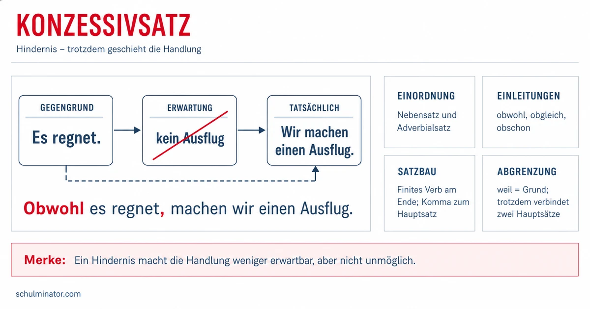 Konzessivsatz: Bedeutung, Satzbau und Übungen