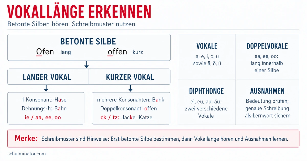 Lange und kurze Vokale erkennen und schreiben