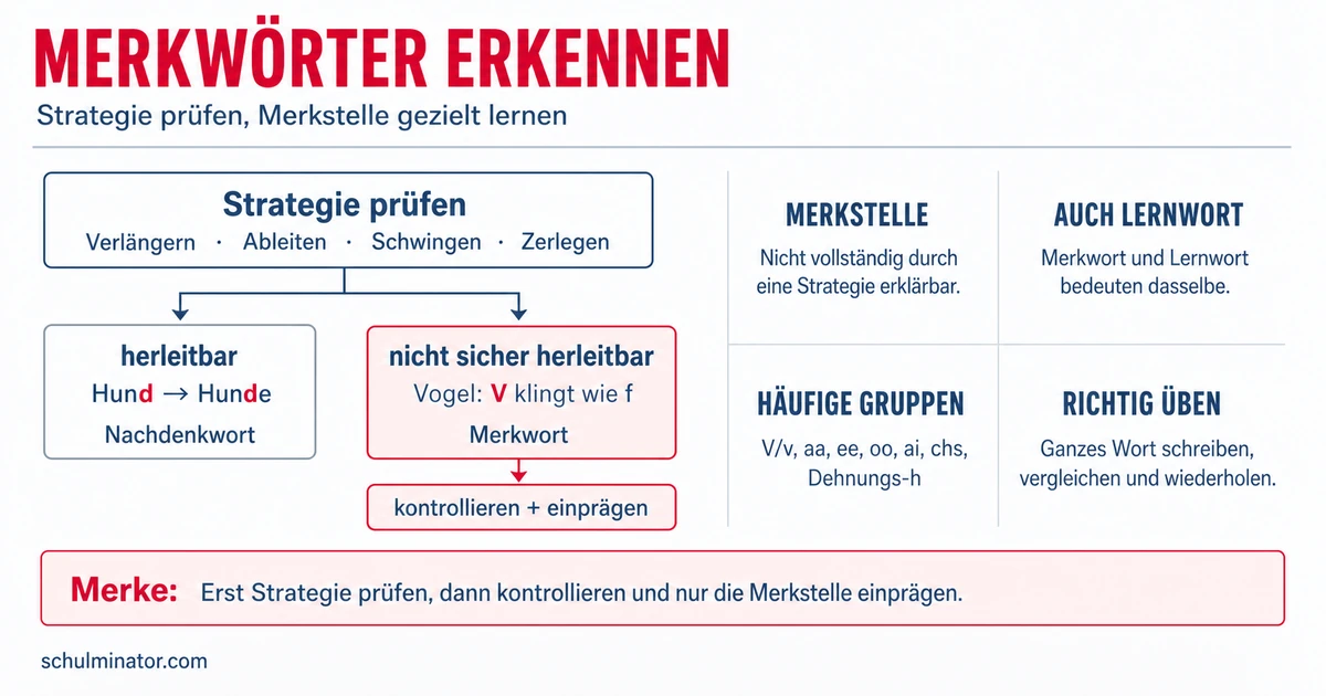 Merkwörter erkennen, üben und sicher schreiben