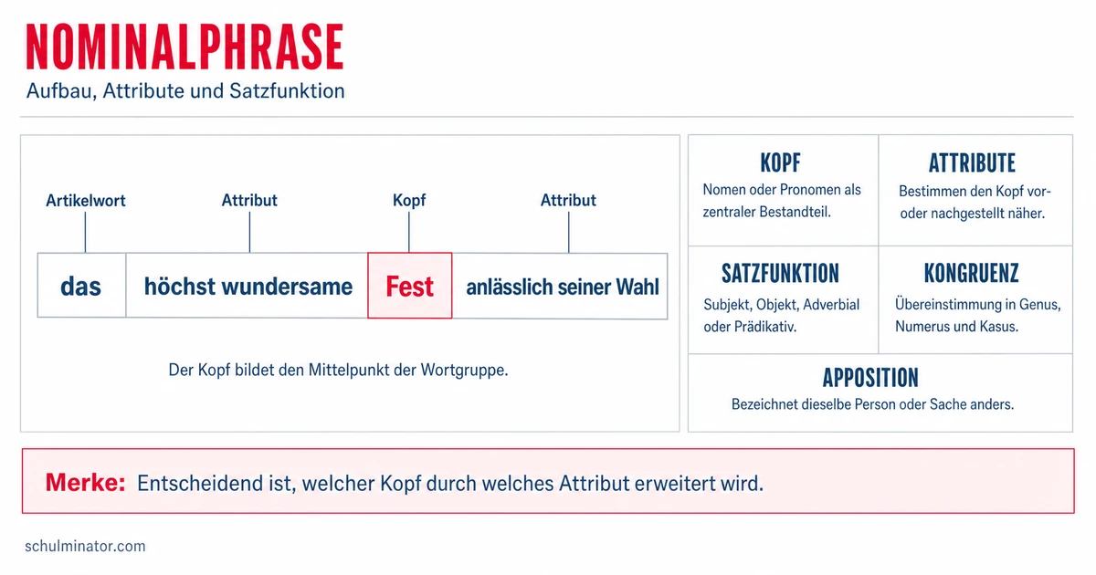 Nominalphrase: Kopf und Attribute erkennen