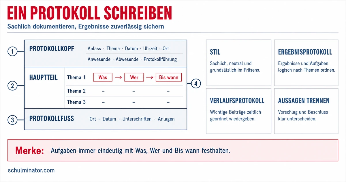 Protokoll schreiben: Aufbau, Sprache und Beispiel