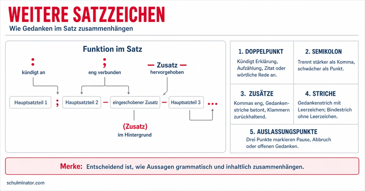 Doppelpunkt, Gedankenstrich und Klammern setzen