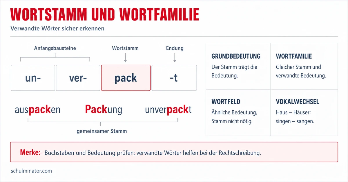 Wortstamm erkennen und Wortfamilien bilden
